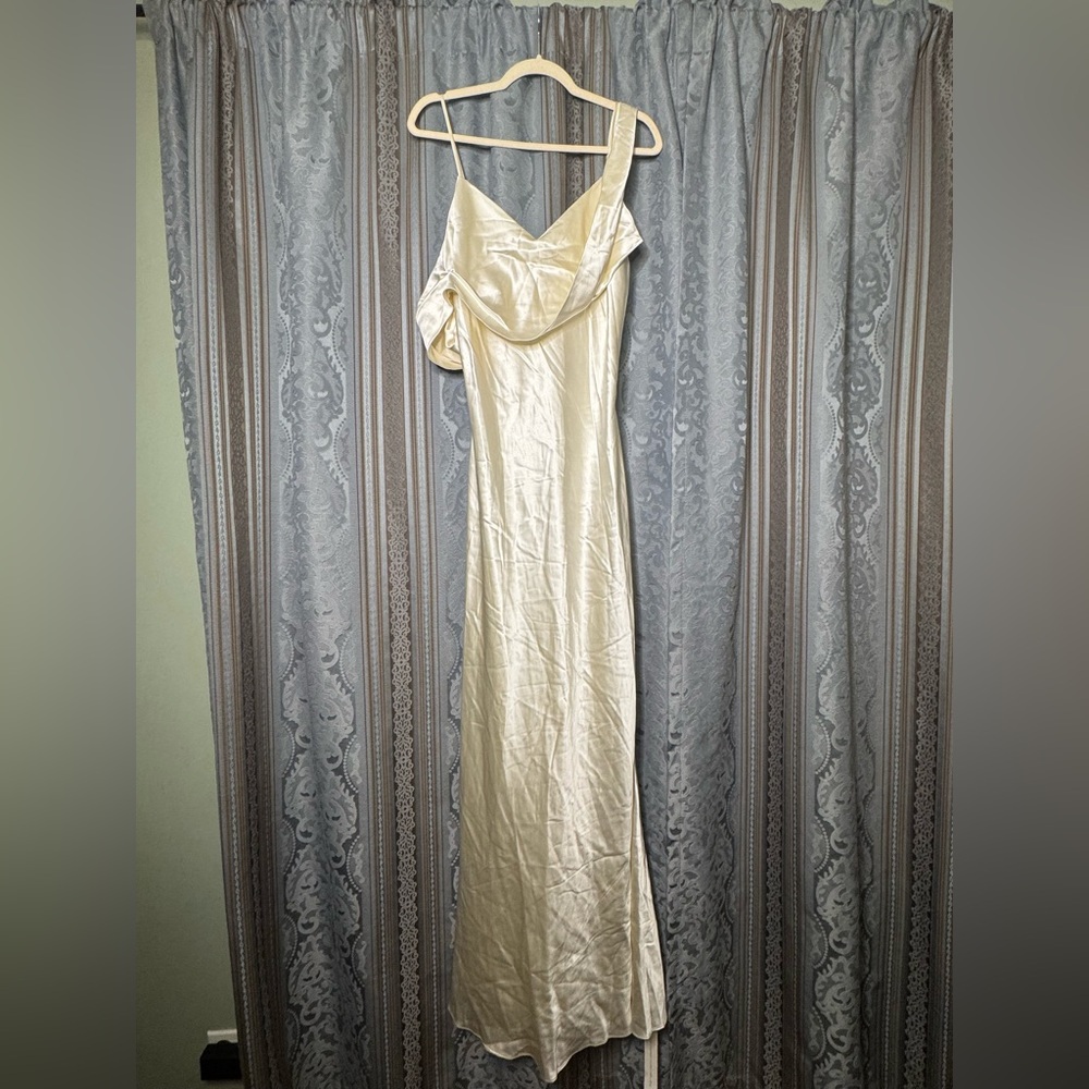Reformation Ivory Satin Cowl Neck Wedding Gown - Picture 8 of 12